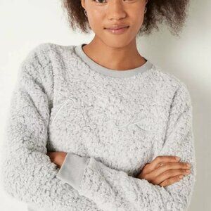 Victoria's Secret PINK sherpa Teddy Crewneck Pullover Sweater